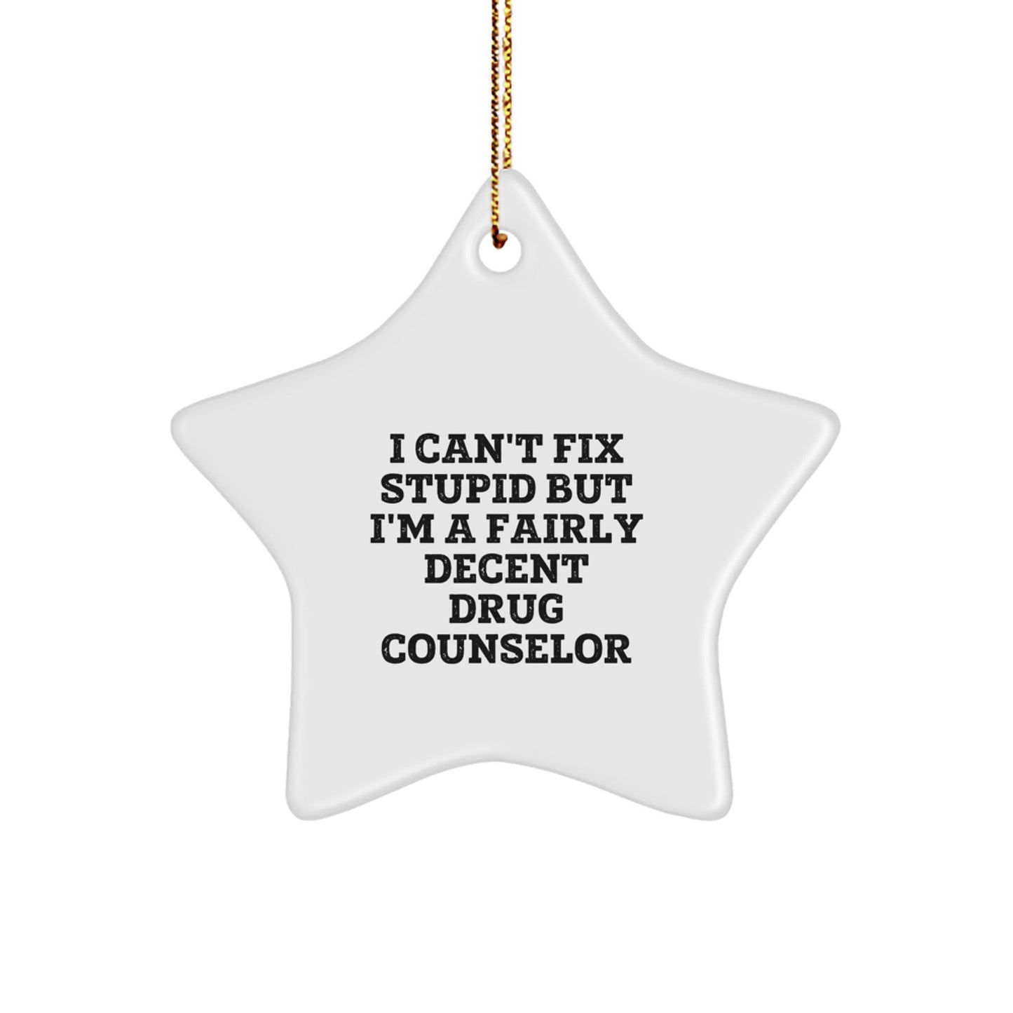 Funny Gift for Drug Counselor Friends - Star Ornament, Christmas Unique Gifts from Family to Men, Women, Coworkers - I Can't Fix Stupid But I'm A Fairly Decent Drug Counselor - The Buy Boom