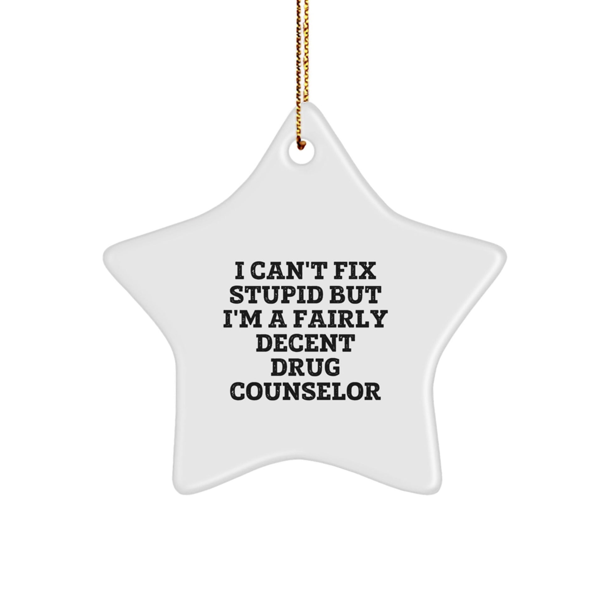 Funny Gift for Drug Counselor Friends - Star Ornament, Christmas Unique Gifts from Family to Men, Women, Coworkers - I Can't Fix Stupid But I'm A Fairly Decent Drug Counselor - The Buy Boom