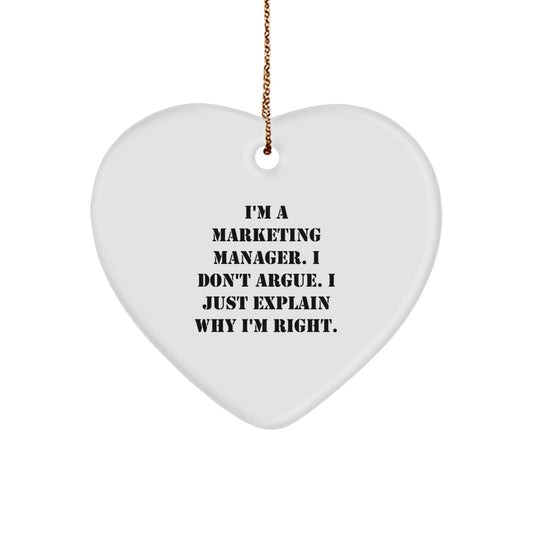 Funny Gift for Marketing Manager, Christmas Unique Heart Ornament for Men, Women, Friends, Coworkers from Family - The Buy Boom