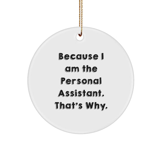 Funny Gift for Personal Assistant, Because I Am The Personal Assistant, That's Why. - Circle Ornament for Christmas Unique Gifts from Men to Personal Assistant, Friends, Family - The Buy Boom