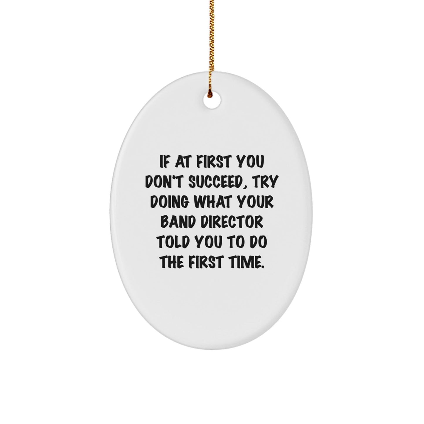 Funny Gift from Friends for Band Director Christmas Unique Gifts - Oval Ornament with If At First You Don't Succeed Quote, Men or Women Gifts - The Buy Boom