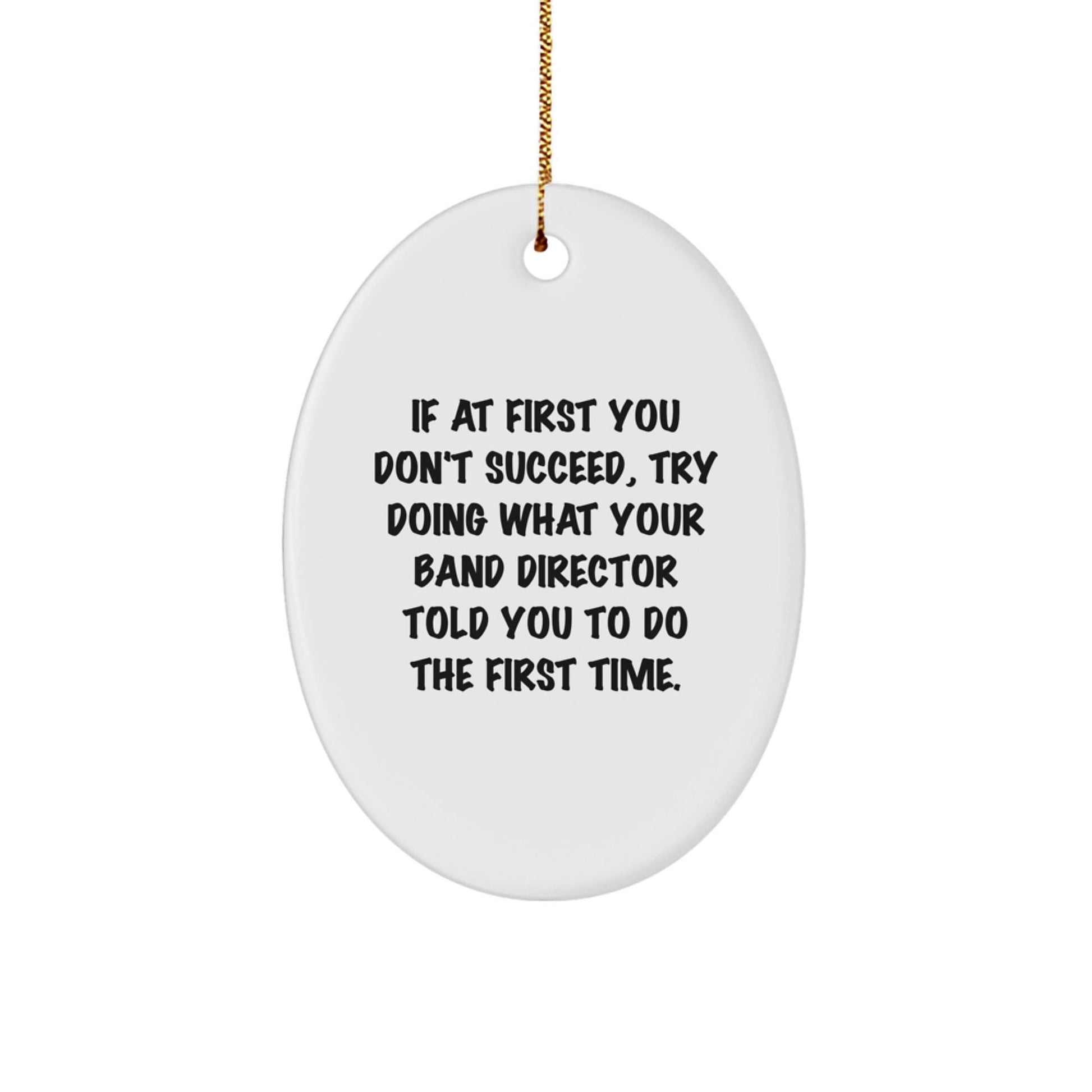Funny Gift from Friends for Band Director Christmas Unique Gifts - Oval Ornament with If At First You Don't Succeed Quote, Men or Women Gifts - The Buy Boom