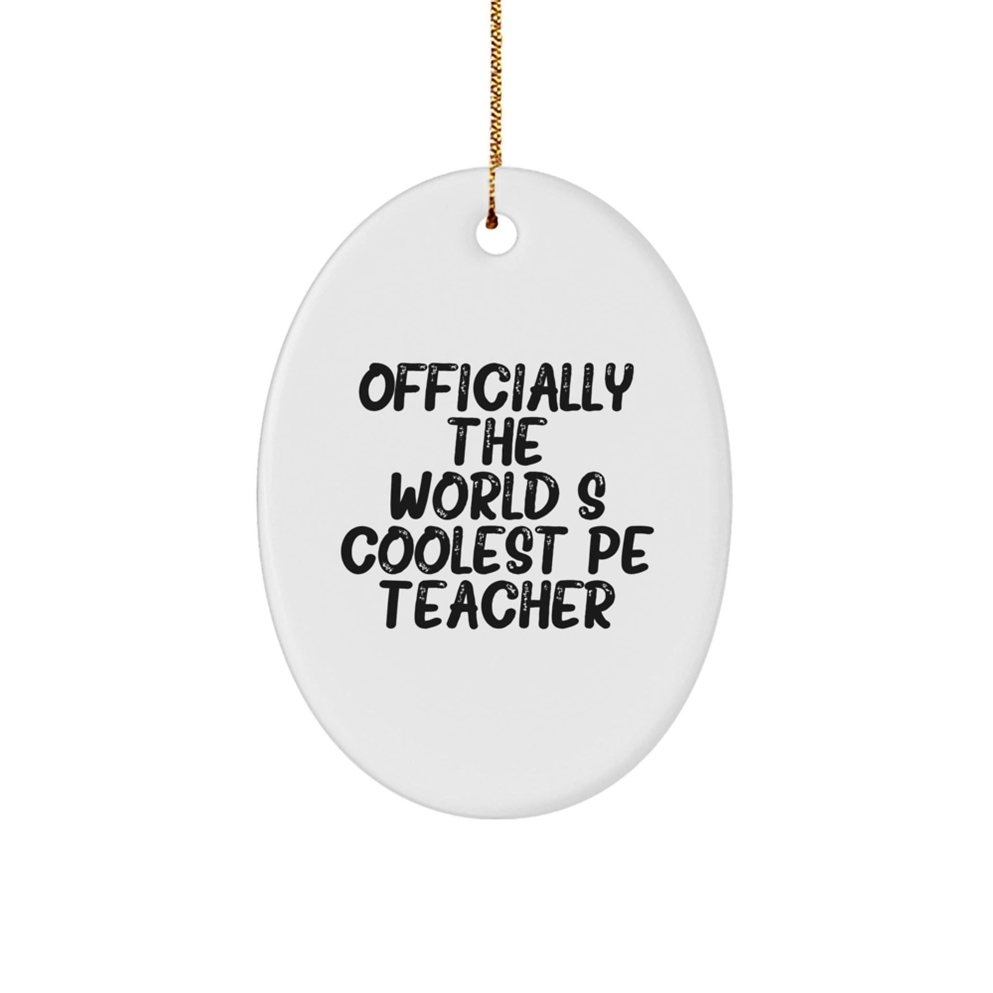 Funny Gifts for PE Teachers, 'Officially The World's Coolest PE Teacher' Oval Ornament, Unique Christmas Unique Gifts from Friends and Family - The Buy Boom