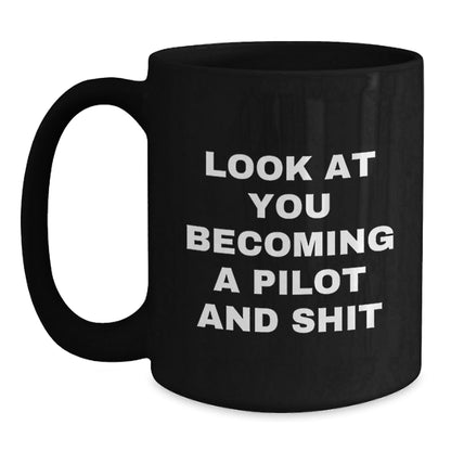 Funny Gifts for Pilots, Pilot Humor Black Coffee Mug, Unique Christmas Unique Gifts from Friends to Pilot Lovers - The Buy Boom