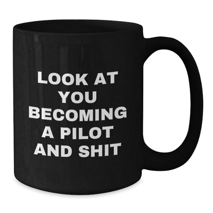Funny Gifts for Pilots, Pilot Humor Black Coffee Mug, Unique Christmas Unique Gifts from Friends to Pilot Lovers - The Buy Boom