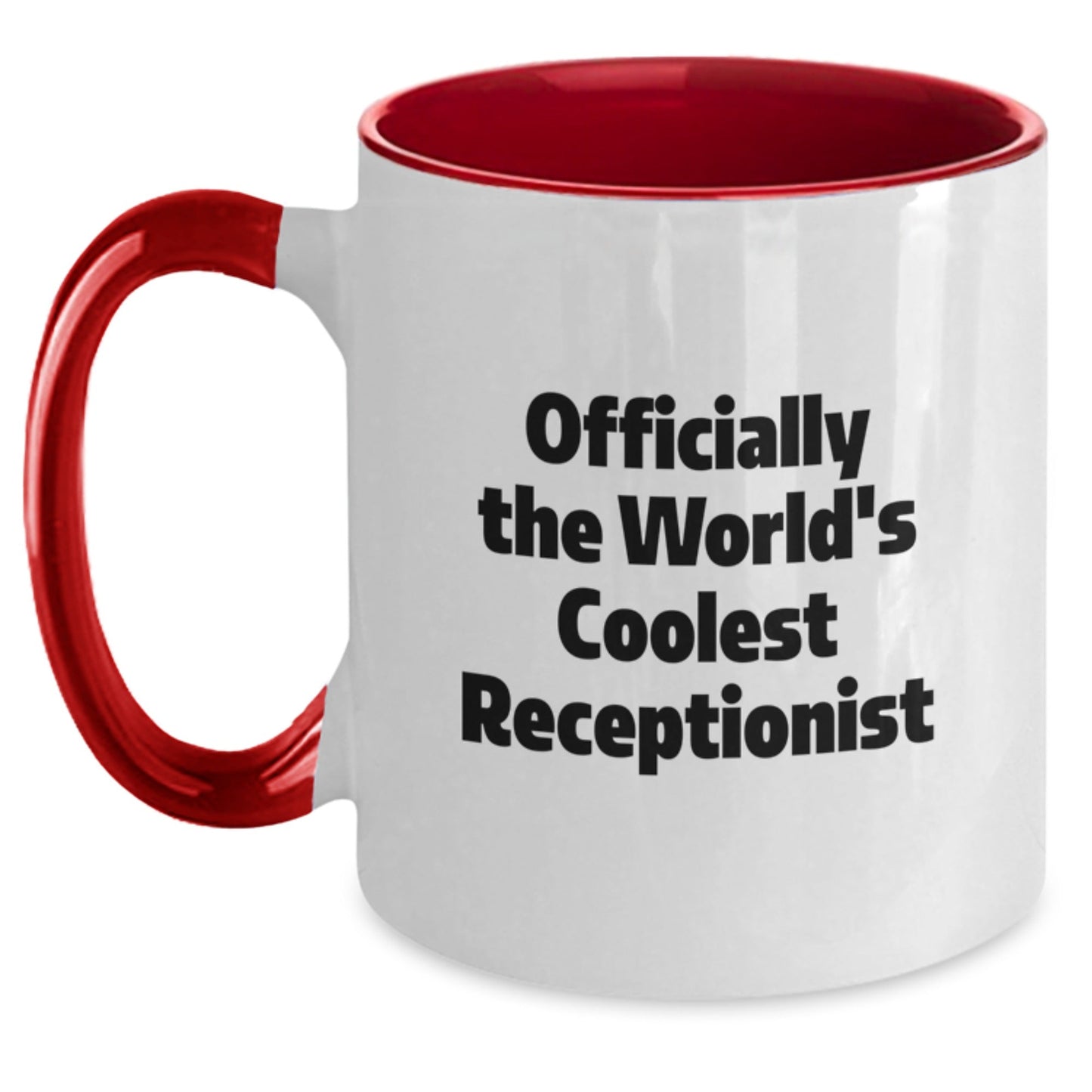 Funny Gifts for Receptionists - Officially The World's Coolest Receptionist Two Tone Coffee Mug, Perfect Christmas Memorable Presents for Friends at Work, Unique Office Decor - The Buy Boom