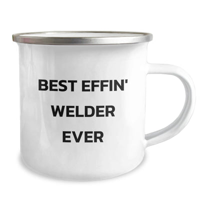 Funny Gifts for Welders - Best Effin' Welder Ever Enamel Camping Mug Gifts from Friends - Best Christmas Unique Gifts for Welder Men - The Buy Boom