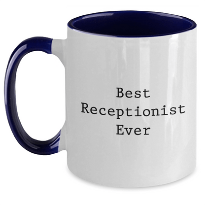 Funny Gifts from Coworkers for Best Receptionist Ever, Two Tone Coffee Mug for Father's Day - The Buy Boom