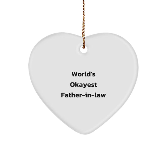 Funny Gifts from Family for Father - in - law Heart Ornament World's Okayest Father - in - law Christmas Unique Gifts - The Buy Boom