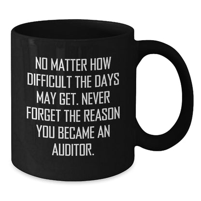 Funny Gifts from Friends for Auditor Men Black Coffee Mug - Never Forget the Reason - The Buy Boom