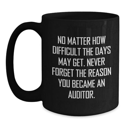 Funny Gifts from Friends for Auditor Men Black Coffee Mug - Never Forget the Reason - The Buy Boom