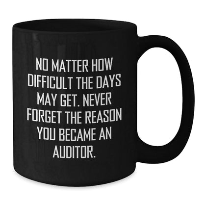 Funny Gifts from Friends for Auditor Men Black Coffee Mug - Never Forget the Reason - The Buy Boom