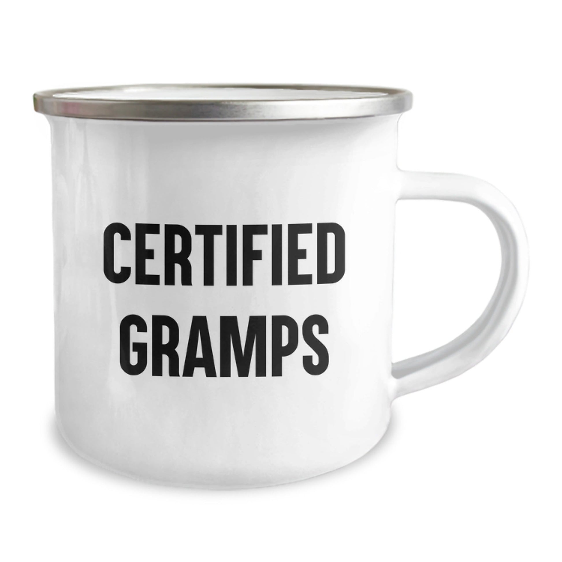 Funny Gifts from Friends for Gramps - Camping Mug with Inspirational Quote, Perfect for Graduation Celebration, 12 oz Stainless Steel with Enamel Finish - The Buy Boom