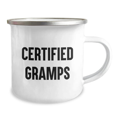 Funny Gifts from Friends for Gramps - Camping Mug with Inspirational Quote, Perfect for Graduation Celebration, 12 oz Stainless Steel with Enamel Finish - The Buy Boom