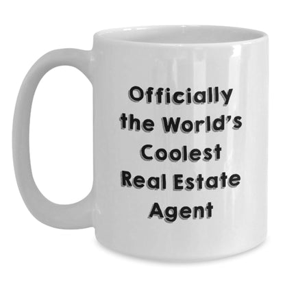 Funny Gifts from Friends for Real Estate Agent, Officially The World's Coolest Real Estate Agent White Coffee Mug, Christmas Unique Gifts - The Buy Boom