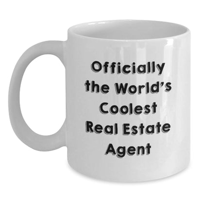 Funny Gifts from Friends for Real Estate Agent, Officially The World's Coolest Real Estate Agent White Coffee Mug, Christmas Unique Gifts - The Buy Boom