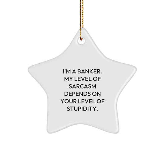 Funny Gifts from Friends or Family for Banker Star Ornament, Sarcasm Level Dependent on Stupidity, Christmas Unique Ornaments - The Buy Boom