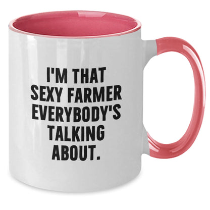 Funny Gifts from Friends to Farmer - Two Tone Coffee Mug I'm That Sexy Farmer Everybody's Talking About - Unique Christmas Unique Gifts for Him or Her - The Buy Boom
