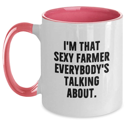 Funny Gifts from Friends to Farmer - Two Tone Coffee Mug I'm That Sexy Farmer Everybody's Talking About - Unique Christmas Unique Gifts for Him or Her - The Buy Boom