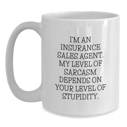 Funny Gifts from Friends to Insurance Sales Agent, White Coffee Mugs for Christmas, Sarcasm Quotes - The Buy Boom