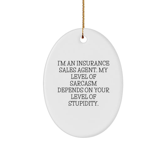 Funny Gifts from Insurance Sales Agent Friends, Oval Ornament Quote for Christmas Unique Gifts, Sarcasm, Insurance Sales Agent Humor - The Buy Boom