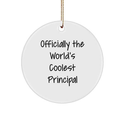 Funny Gifts from Men for Principal - Officially The World's Coolest Principal Christmas Circle Ornament - The Buy Boom