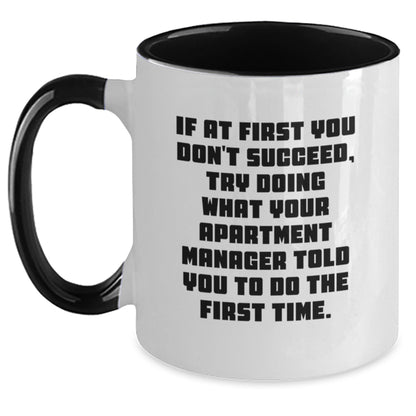 Funny Gifts from Men to Apartment Managers - Two Tone Coffee Mug with Inspirational Quote, Christmas Unique Gifts for Apartment Managers, Men, Women, Friends, Coworkers, Family - The Buy Boom