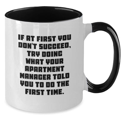 Funny Gifts from Men to Apartment Managers - Two Tone Coffee Mug with Inspirational Quote, Christmas Unique Gifts for Apartment Managers, Men, Women, Friends, Coworkers, Family - The Buy Boom