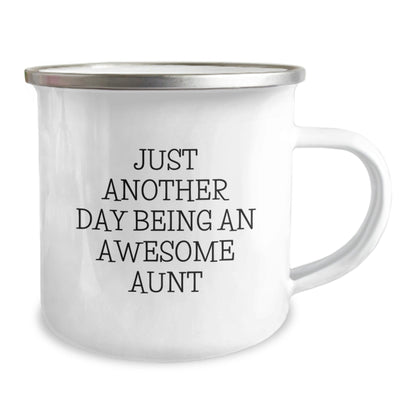 Funny Gifts from Men to Aunt, Camping Mug with Just Another Day Being An Awesome Aunt Quote, Unique Christmas Unique Gifts - The Buy Boom