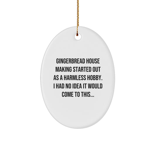 Funny Gingerbread House Making Gifts for Women from Friends - Oval Ornament Christmas Unique Decorations, White Oval Shaped with Sublimation Printing - The Buy Boom