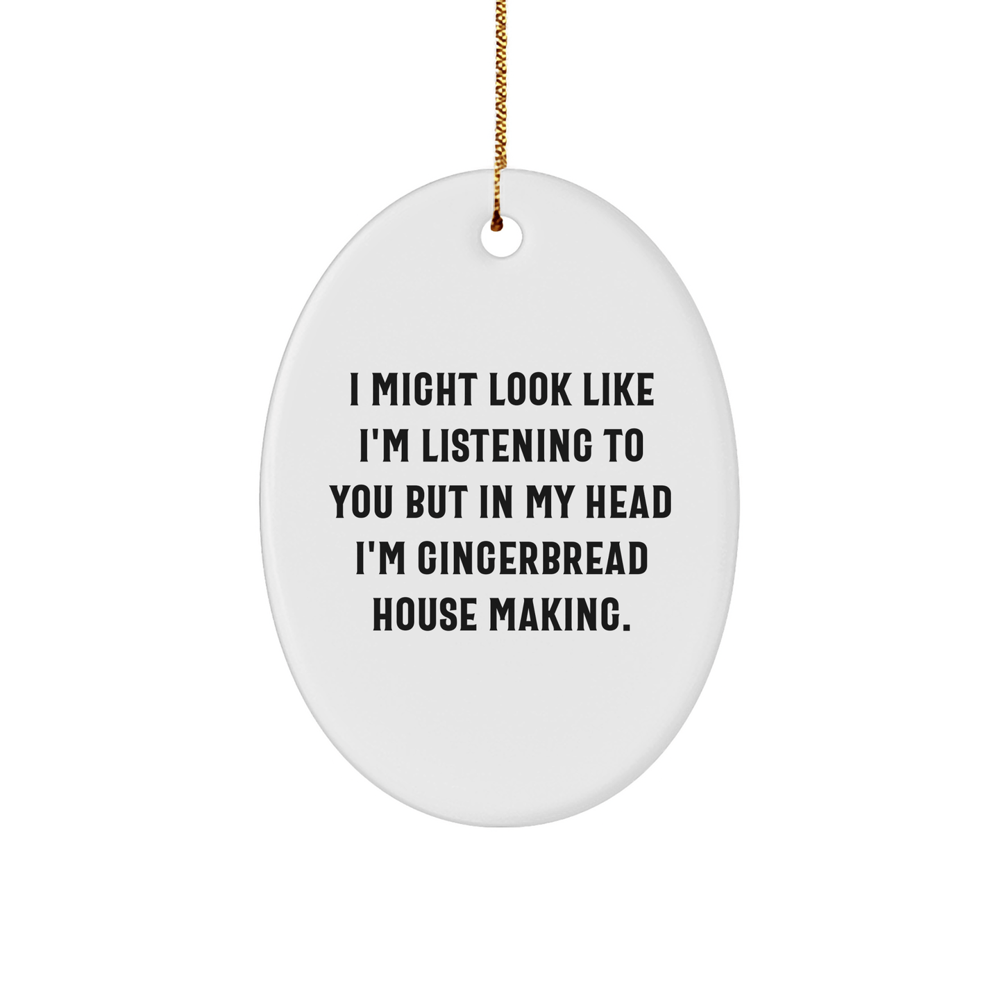 Funny Gingerbread House Making Gifts from Friends for Christmas Oval Ornament - The Buy Boom