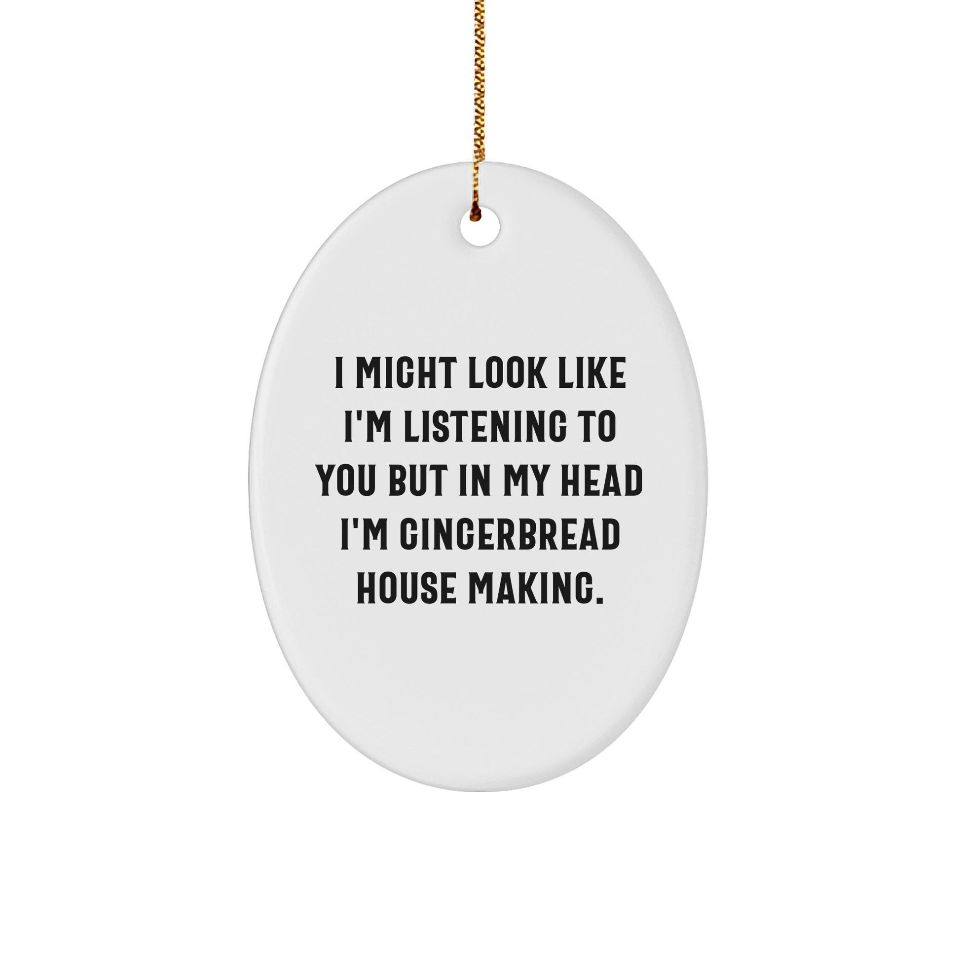 Funny Gingerbread House Making Gifts from Friends for Christmas Oval Ornament - The Buy Boom