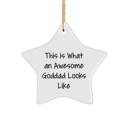 Funny Goddad Gifts from Men to Friends - This Is What An Awesome Goddad Looks Like Star Ornament, White Color, 3.25'' Tall - Perfect for Christmas - The Buy Boom