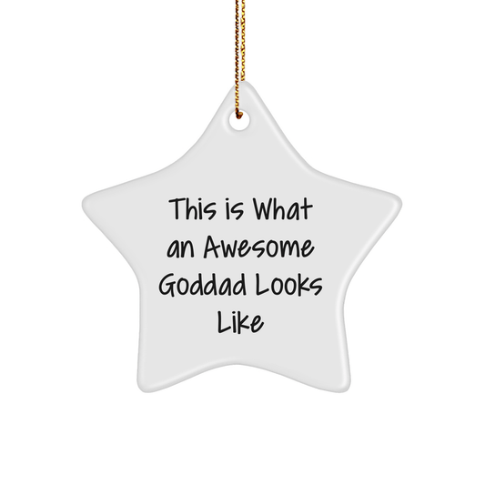 Funny Goddad Gifts from Men to Friends - This Is What An Awesome Goddad Looks Like Star Ornament, White Color, 3.25'' Tall - Perfect for Christmas - The Buy Boom