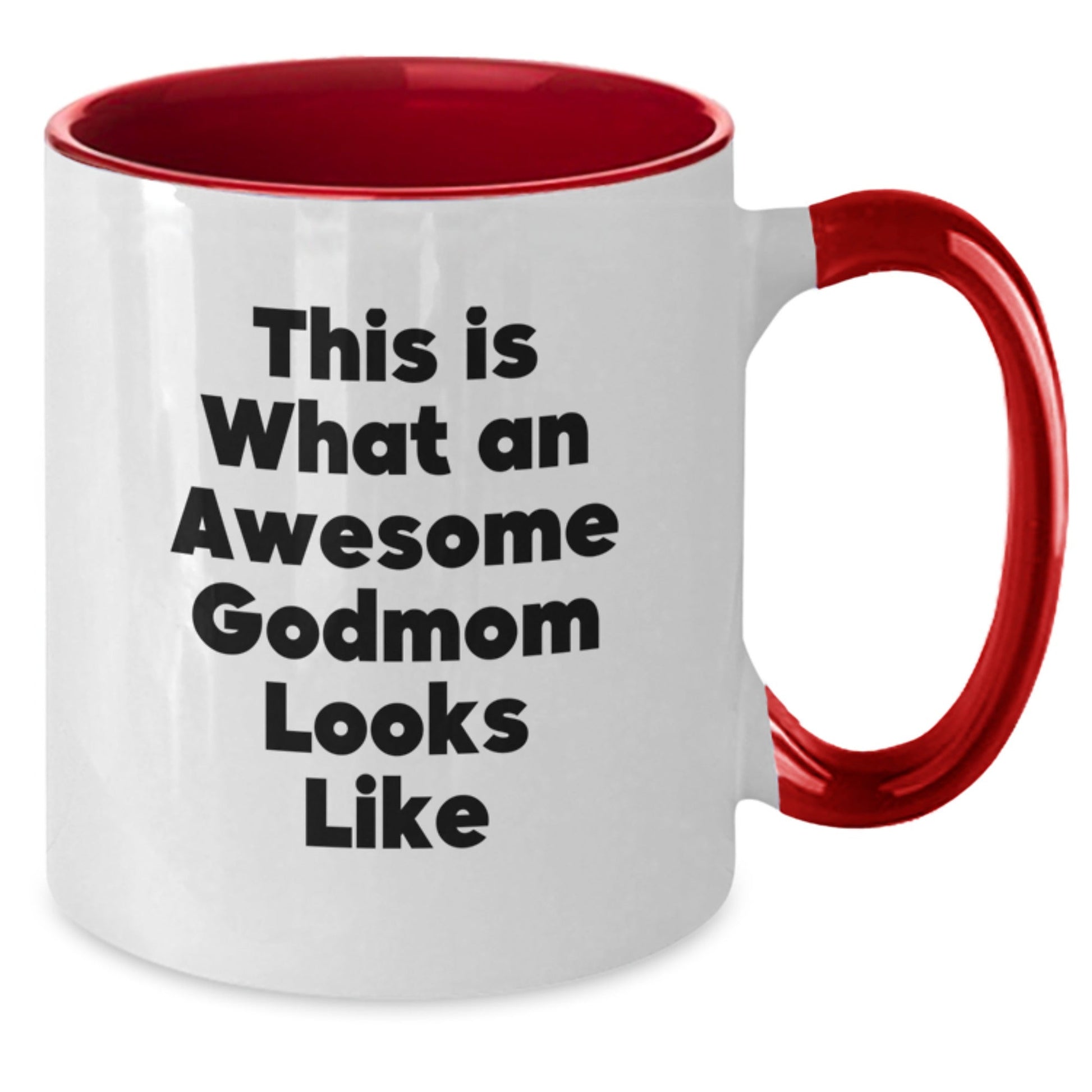 Funny Godmom Gifts from Men - Inspirational Two Tone Coffee Mug for Birthday - 'This Is What An Awesome Godmom Looks Like' Quote - The Buy Boom
