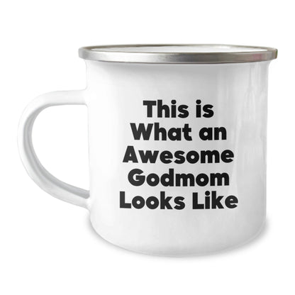 Funny Godmom Gifts - This Is What An Awesome Godmom Looks Like 12 oz Camping Mug Gifts from Family, Friends, and Coworkers for Godmom's Birthday - The Buy Boom