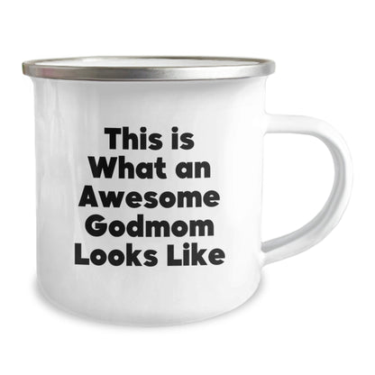 Funny Godmom Gifts - This Is What An Awesome Godmom Looks Like 12 oz Camping Mug Gifts from Family, Friends, and Coworkers for Godmom's Birthday - The Buy Boom