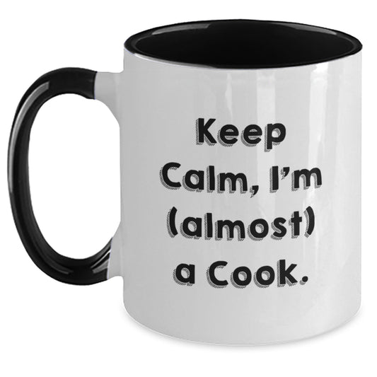 Funny Graduation Gift for Cooks - Keep Calm, I'm (almost) A Cook. Two Tone Coffee Mug, Gifts from Family to Men or Women - The Buy Boom