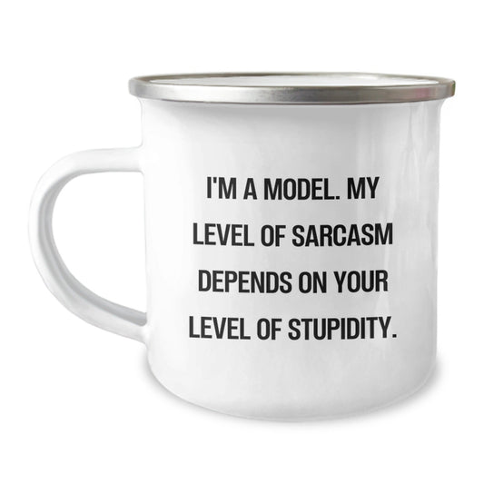 Funny Graduation Gifts from Friends to Model Enthusiasts - 'I'm A Model' Sarcasm Camping Mug, 12 oz Stainless Steel with Enamel Finish - The Buy Boom