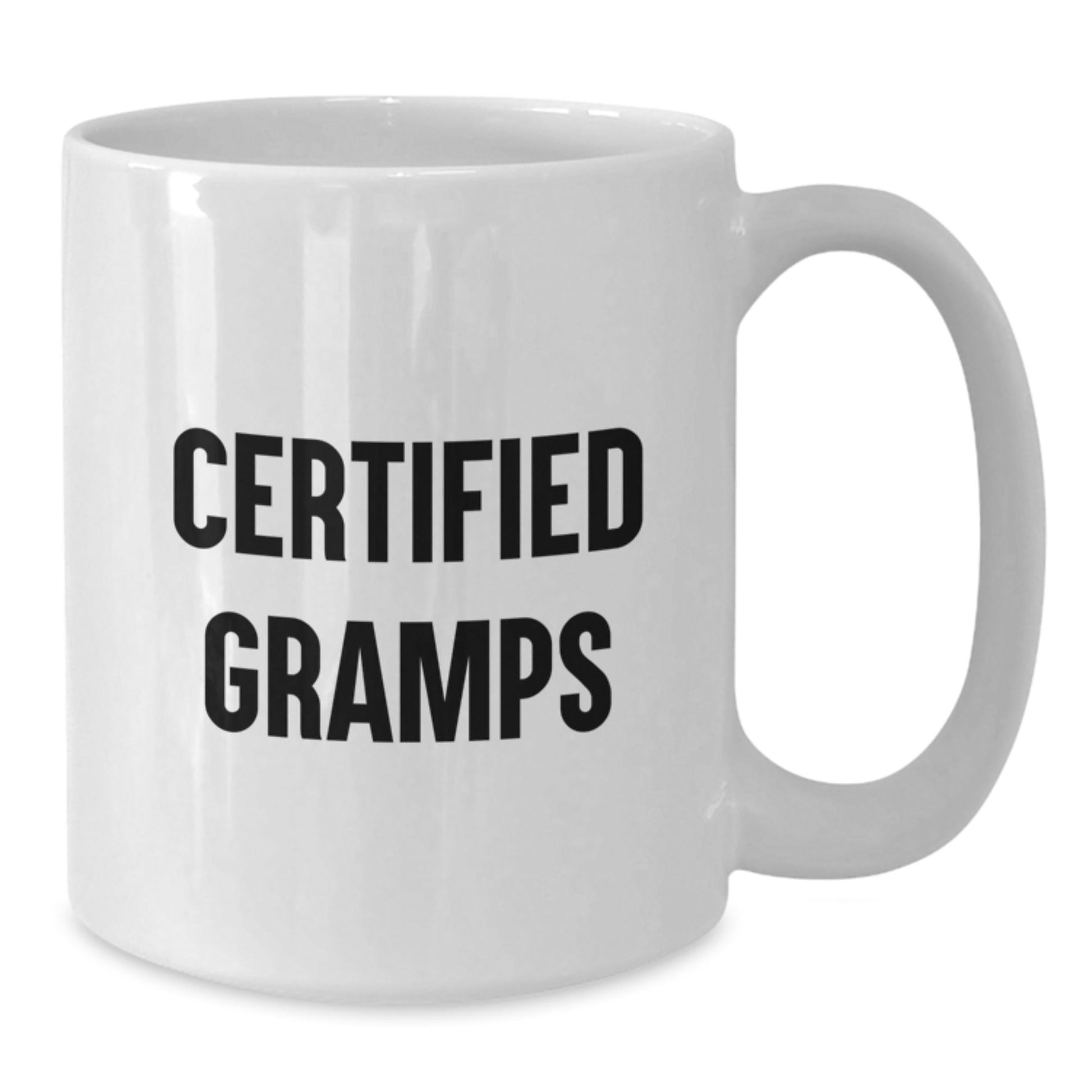 Funny Gramps Gifts from Men to Gramps - White Coffee Mug for Graduation - 'Certified Gramps' Quote on 11oz or 15oz Ceramic Mug - The Buy Boom