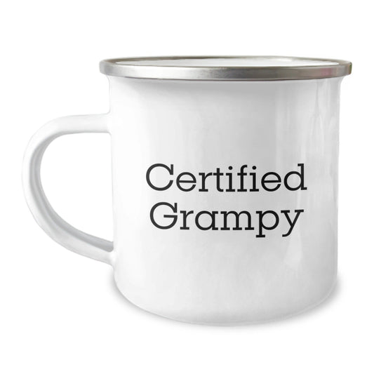 Funny Grampy Gifts for Men, Camping Mug with Inspirational Quote, Graduation Unique Gifts from Men, Certified Grampy's Wisdom, 12 oz Stainless Steel with Enamel Finish - The Buy Boom