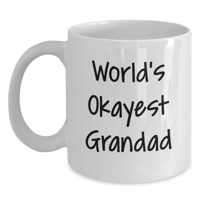 Funny Grandad Gifts from Family - World's Okayest Grandad White Coffee Mug, Graduation Unique Gifts for Men, Ceramic, Microwave, Dishwasher Safe - The Buy Boom