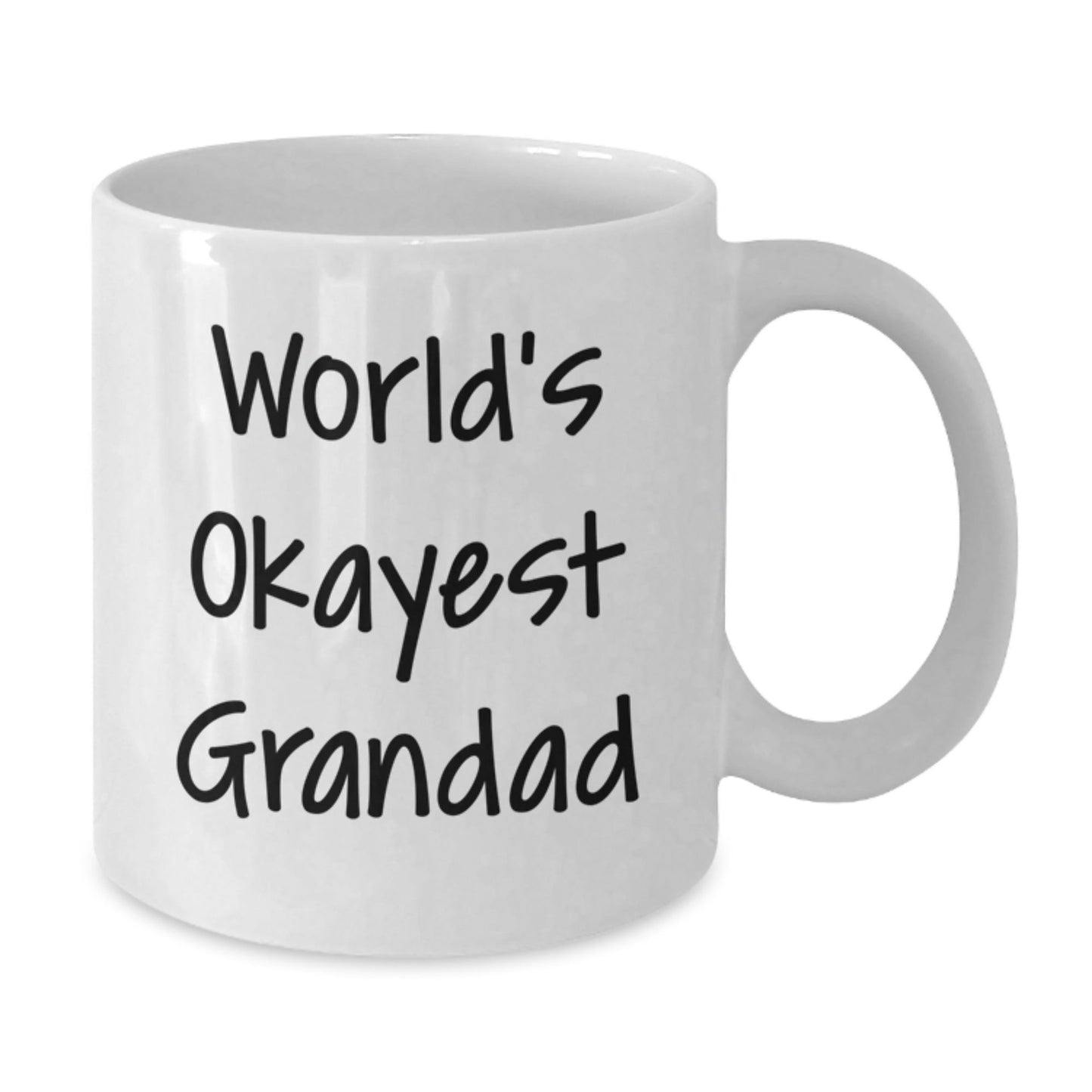 Funny Grandad Gifts from Family - World's Okayest Grandad White Coffee Mug, Graduation Unique Gifts for Men, Ceramic, Microwave, Dishwasher Safe - The Buy Boom