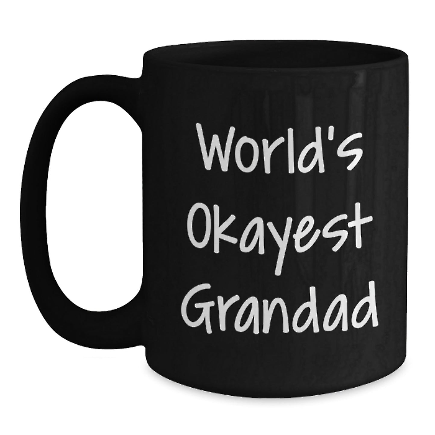 Funny Grandad Gifts from Men, Gifts for Grandad Black Coffee Mug with 'World's Okayest Grandad' Quote, Perfect for Graduation - The Buy Boom