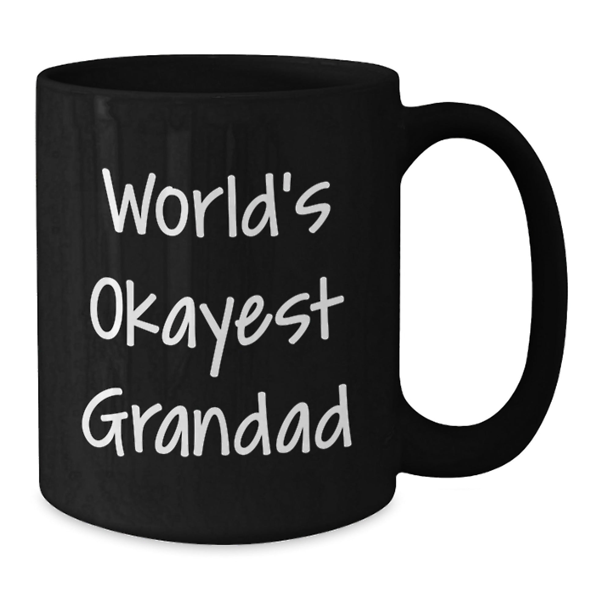 Funny Grandad Gifts from Men, Gifts for Grandad Black Coffee Mug with 'World's Okayest Grandad' Quote, Perfect for Graduation - The Buy Boom