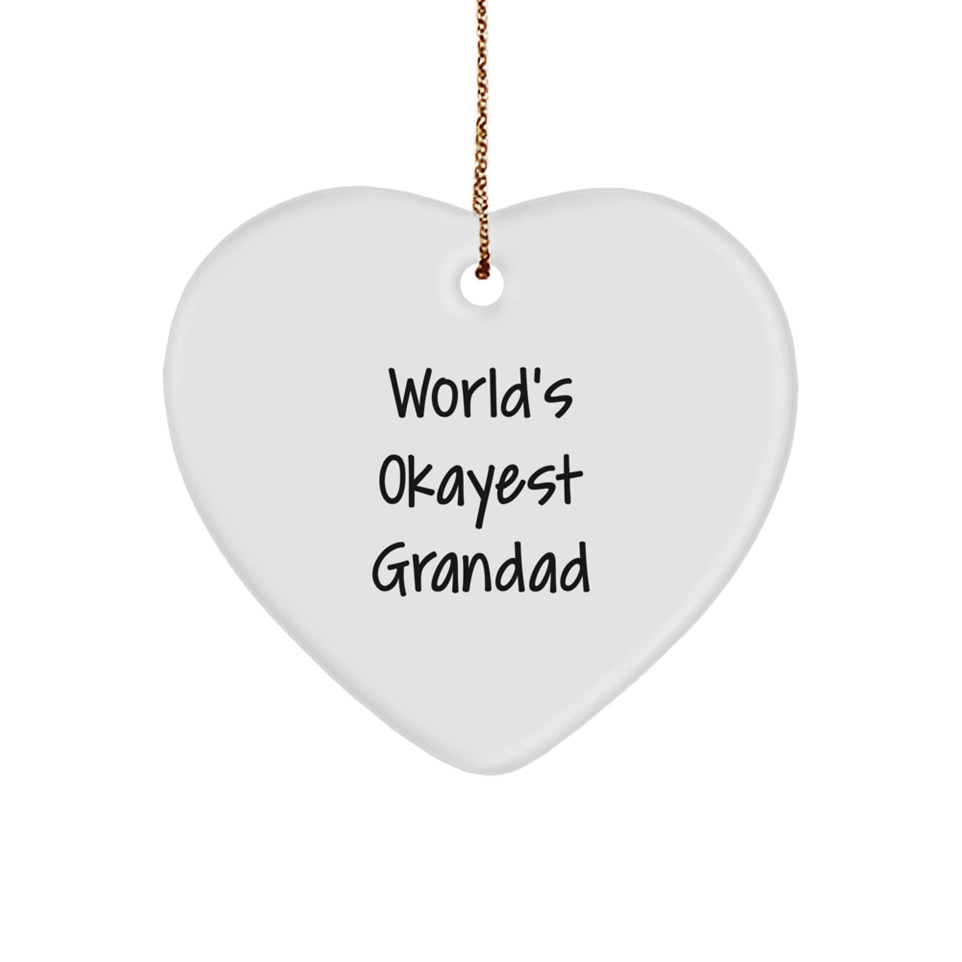 Funny Grandad Gifts, World's Okayest Grandad Heart Ornament, Christmas Unique Gifts from Men to Grandad, Heart - Shaped MDF - The Buy Boom