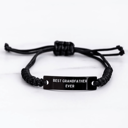 Funny Grandfather Gifts, Best Grandfather Ever Quote, Adjustable Black Rope Bracelet for Men, Gifts from Family, Graduation Unique Gifts for Grandfather - The Buy Boom