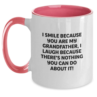 Funny Grandfather Gifts from Men to Grandfather - Two Tone Coffee Mug I Smile Because You Are My Grandfather - The Buy Boom