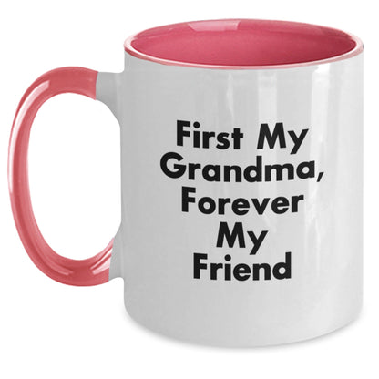 Funny Grandma Gifts for Her, Two Tone Coffee Mug with 'First My Grandma, Forever My Friend' Quote, Christmas Unique Gifts from Family - The Buy Boom