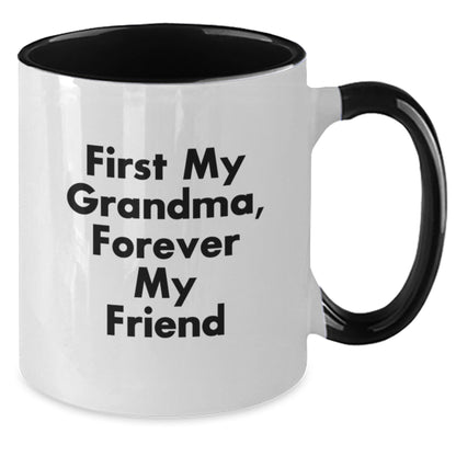 Funny Grandma Gifts for Her, Two Tone Coffee Mug with 'First My Grandma, Forever My Friend' Quote, Christmas Unique Gifts from Family - The Buy Boom